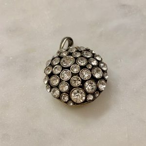 Rhinestone Antiqued Brass Pendant - Doublesided